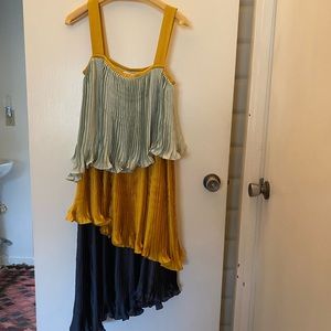 Guapa Silk Tiered Pleated Dress